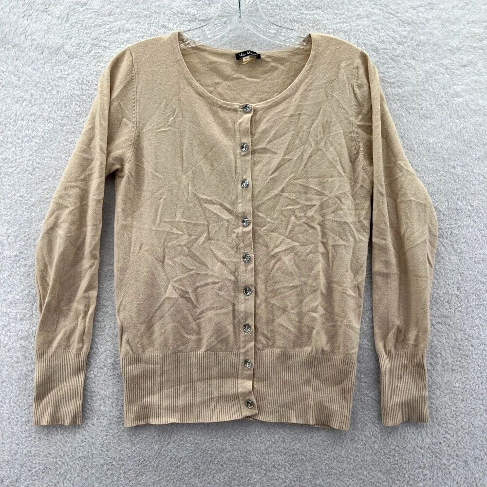 Womens Cardigan Sweater Medium Vila Milano Top‎ Long Sleeve Tight Knit Button Up